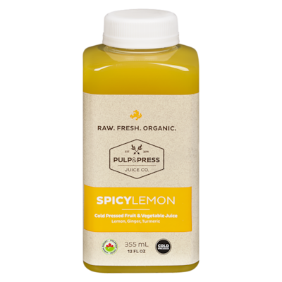 Pulp and Press Juice Co. Jus de Fruits & Légumes Pressés à Froid Citron Épicé 355 ml, 1,77 $/100ml