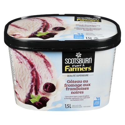 Scotsburn Crème glacée au gâteau au fromage aux framboises noires Scotsburn 1.5 l, 0,43 $/100ml