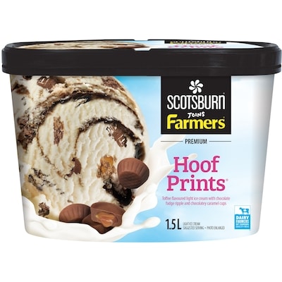 Scotsburn Premium Hoof Prints Ice Cream    1.5 l, $0.55/100ml