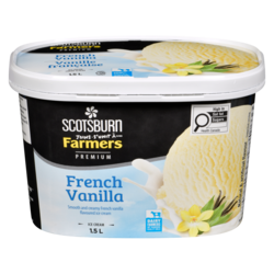 Scotsburn Premium French Vanilla Ice Cream    1.5 l, $0.27/100ml
