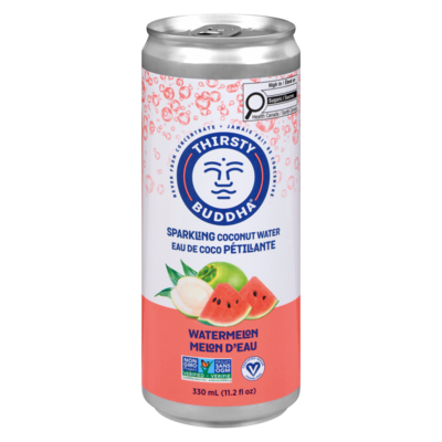 Thirsty Buddha Eau de noix de coco pétillante, melon d’eau 330 ml, 0,76 $/100ml