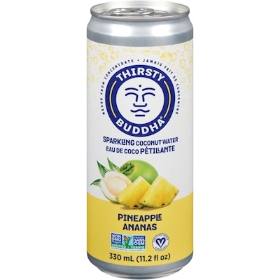 Thirsty Buddha Eau de noix de coco pétillante, ananas 330 ml, 0,69 $/100ml