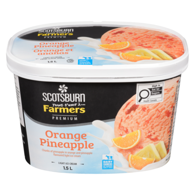 Scotsburn Orange Pineapple Premium Ice Cream 1.5 l, $0.55/100ml