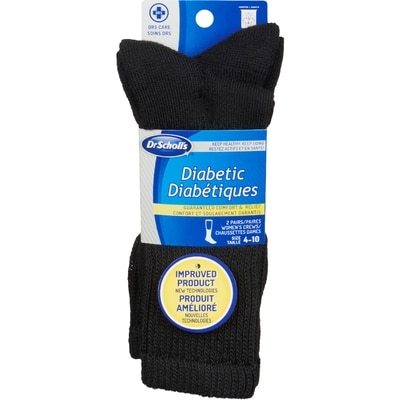 Dr. Scholl’s DrScholl's Diabétiques Chaussettes Dames Noir Taille 4-10 2 Paires 2 ea, 7,75 $/1ch