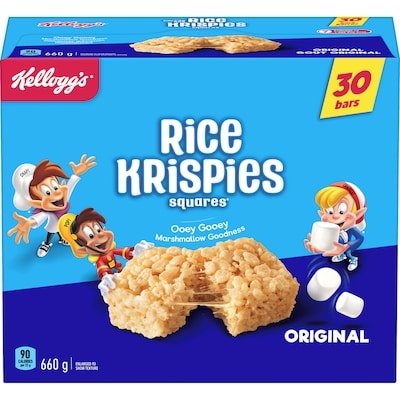 Kelloggs Rice Krispies Krispies Squares Bars, Original Jumbo Pack 30 Bars 660 g, $1.52/100g