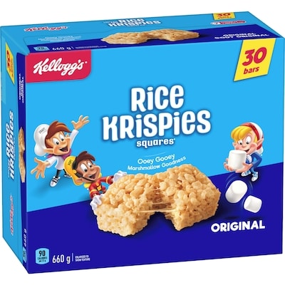 Kelloggs Rice Krispies Krispies Squares Bars, Original Jumbo Pack 30 Bars 660 g, $1.59/100g
