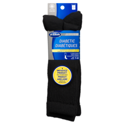 Diabetic Black Men's Crews Size 7-12 2 Pairs