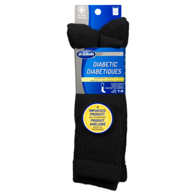 Dr. Scholl’s DrScholl's Diabétiques Chaussettes Hommes Noir Taille 7-12 2 Paires 2 ea, 7,75 $/1ch