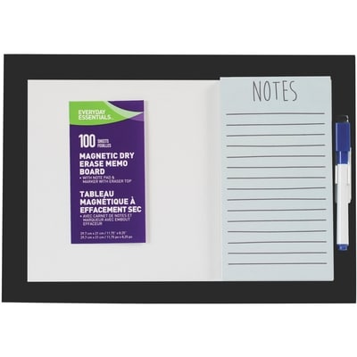 Everyday Essentials Magnetic Dry Erase memo Board with note pad & marker with eraser top, 100 she 1 ea, $5.50/1ea