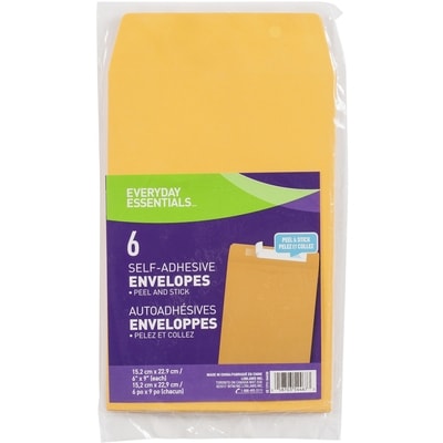 Everyday Essentials Kraft Envelopes 6x9" 6x1.0 ea, $0.33/1ea