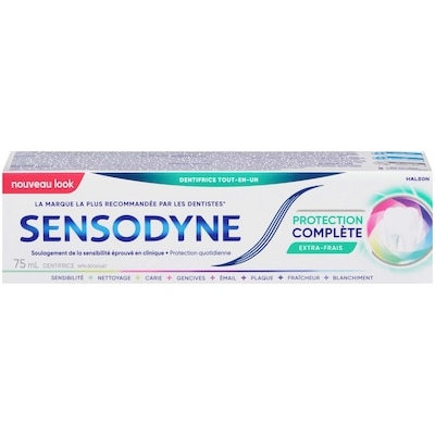 Sensodyne Dentifrice Protection complète, extra-frais 75 ml, 10,00 $/100ml