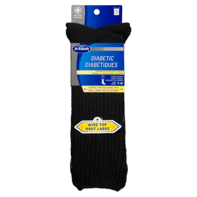 Dr Scholls Diabetic Black Wide Top Men's Crews Size 7-12 2 Pairs 2 ea, $8.25/1ea
