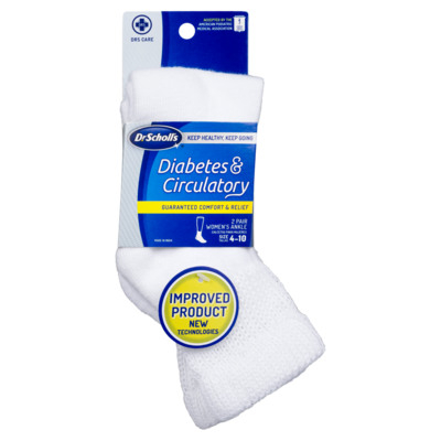 Dr Scholls Diabetes & Circulatory 2 Pair White Women's Ankle Size 4-10 2 ea, $8.00/1ea