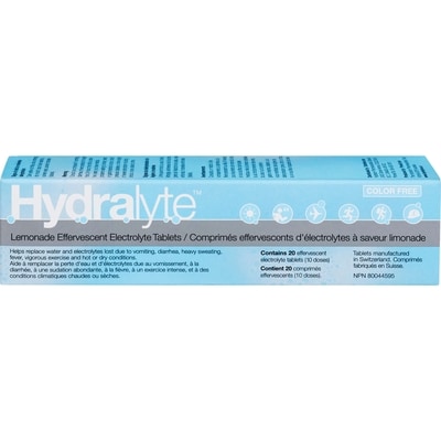Hydralyte 20 Comprimés Effervescents d'Électrolytes à Saveur Limonade 20 ea, 0,79 $/1ch