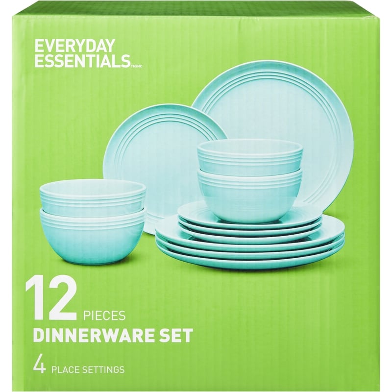 Dinnerware 12 Piece Set - Teal