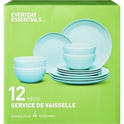 Everyday Essentials Service de vaisselle 12 pièces – bleu sarcelle 12x1.0 ea, 2,50 $/1ch