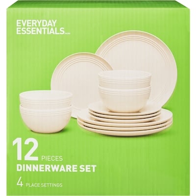 Everyday Essentials Dinnerware 12 Piece Set - Ivory 12x1.0 ea, $1.83/1ea