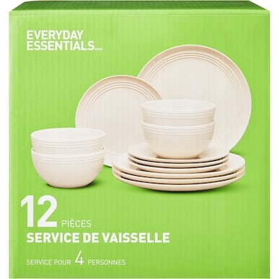 Everyday Essentials Service de vaisselle 12 pièces – ivoire 12x1.0 ea, 2,50 $/1ch