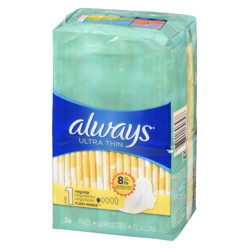 Ultra Thin Feminine Pads with Wings for Women, Size 1, Regular Absorbency, Unscented, 36 Count