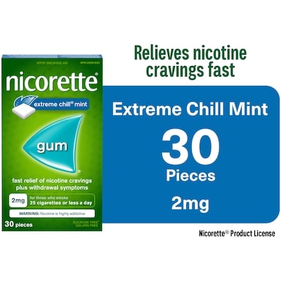 Nicorette Nicotine Gum, 2 mg, Extreme Chill 30 ea, $0.63/1ea