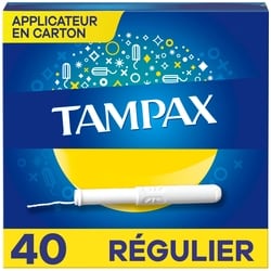 Tampax Tampons avec applicateur en carton, degré d’absorption régulier, embout facile à saisir, jupette anti-fuites LeakGuard, non parfumés, 40 u 40 ea, 0,29 $/1ch