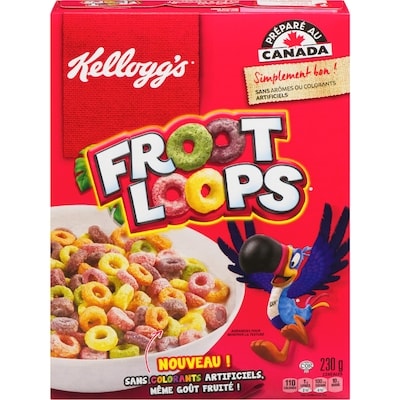 Kellogg’s Céréales Froot Loops 230 g, 2,17 $/100g