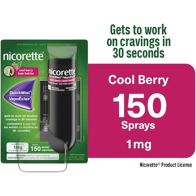 Nicorette Nicotine QuickMist Spray, Quit Smoking Aid, Cool Berry 1mg, 150 Sprays 1 ea, $44.49/1ea