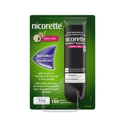 Nicorette  VapoÉclair® Baie fraîche, 1 mg (Aide pour cesser de fumer) 1 ea, 44,99 $/1ch