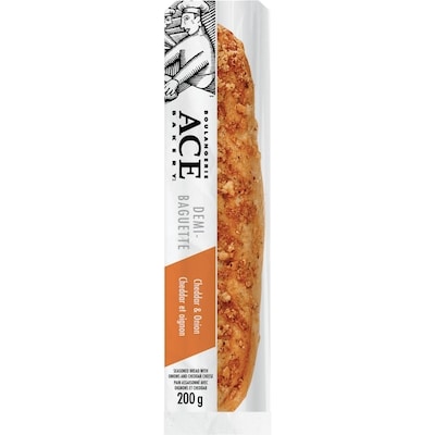 Boulangerie ACE Demi-baguette au cheddar et à l’oignon  200 g, 1,90 $/100g