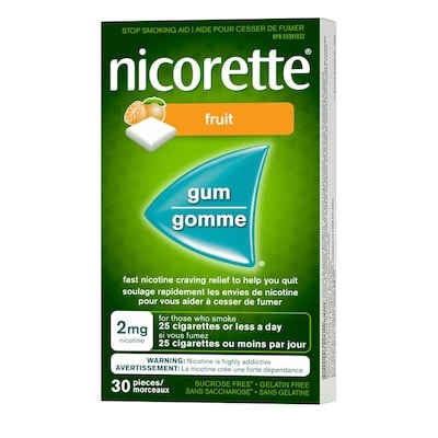 Gomme à 2 mg de nicotine, saveur de Fruit , aide antitabagique, aide pour cesser de fumer, 30 morceaux