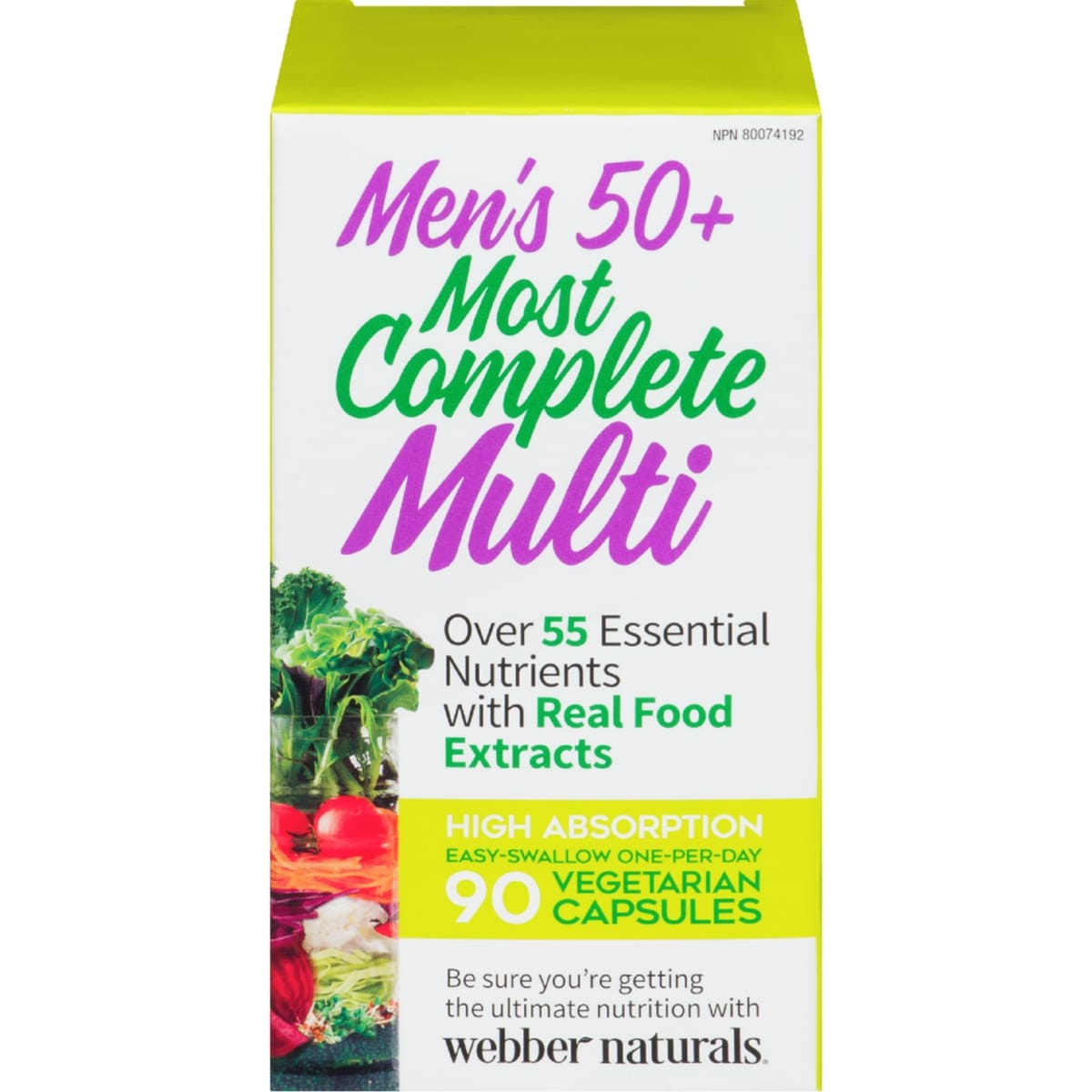 Webber Naturals Men's50+ Most Complete Multi 90 Vegetarian Capsules 90 ea, $0.17/1ea