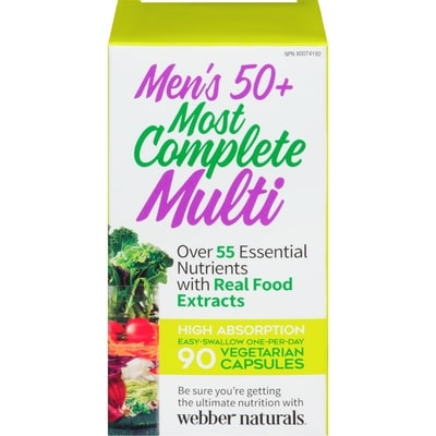 Webber Naturals Men's50+ Most Complete Multi 90 Vegetarian Capsules 90 ea, $0.17/1ea