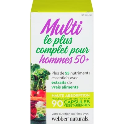 Webber Naturals Multile Plus Complet pour Hommes 50+ 90 Capsules Végétariennes 90 ea, 0,17 $/1ch