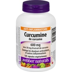 Webber Naturals WebberNaturals Curcumine de Curcuma Anti-Inflammatoire 600 mg 120 Capsules Végétariennes 120 ea, 0,13 $/1ch