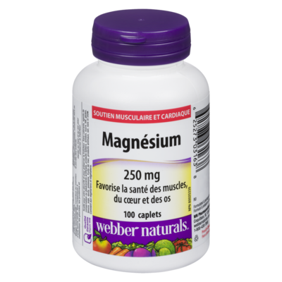 Webber Naturals WebberNaturals Magnésium Soutien Musculaire et Cardiaque 250 mg 100 Caplets 100 ea, 0,12 $/1ch
