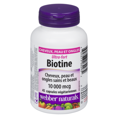 Webber Naturals WebberNaturals Biotine Ultra-Fort 10 000 mcg 45 Capsules Végétariennes 45 ea, 0,37 $/1ch