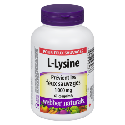 Webber Naturals L-Lysine pour feux sauvages 1000 mg 60 ea, 0,19 $/1ch