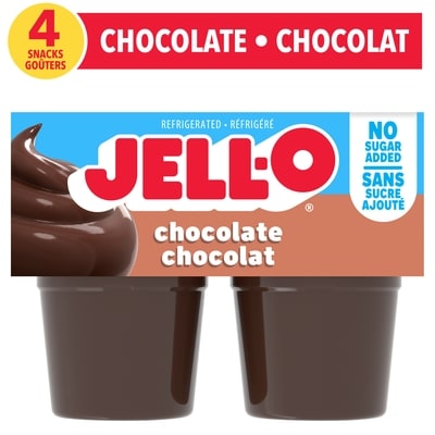 Jell-O Chocolate No Sugar Added Ready-To-Eat Refrigerated Pudding Snacks 4x106.0 g, $1.01/100g