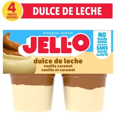 Jell-O Dulce De Leche Vanilla Caramel No Sugar Added Ready-To-Eat Refrigerated Pudding Snacks 4x106.0 g, $1.01/100g