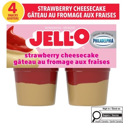 Jell-O Strawberry Cheesecake Flavour Refrigerated Cheesecake Snacks 4x99.0 g, $1.46/100g