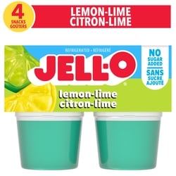 Jell-O Goûters à la gelée réfrigéré prêt-à-servir à saveur de citron-lime sans sucre ajouté, paquet de 4 4x89.0 g, 1,63 $/100g