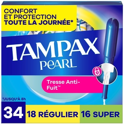 Tampax Tampons Pear emballage multiple avec tresse anti-fuites LeakGuard, régulier/super, 34 tampons 34 ea, 0,32 $/1ch