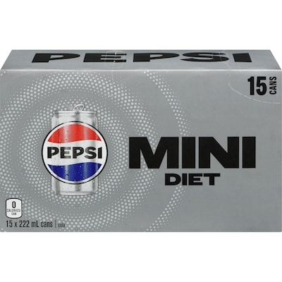 Pepsi Diet Sleek Soda 15x222.0 ml, $0.27/100ml