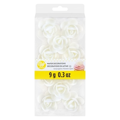 Wilton White Rose Wafer Decorations 9 g, $77.67/100g