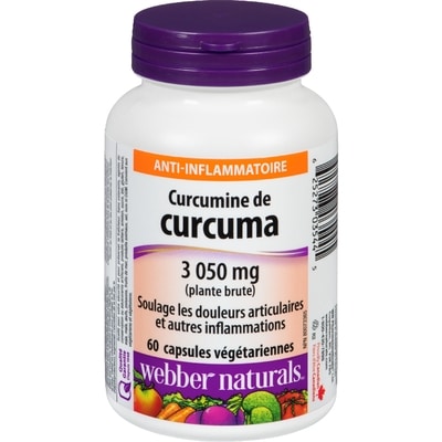 Webber Naturals WebberNaturals Curcumine de Curcuma Anti-Inflammatoire 3050 mg 60 Capsules Végétariennes 60 ea, 0,17 $/1ch