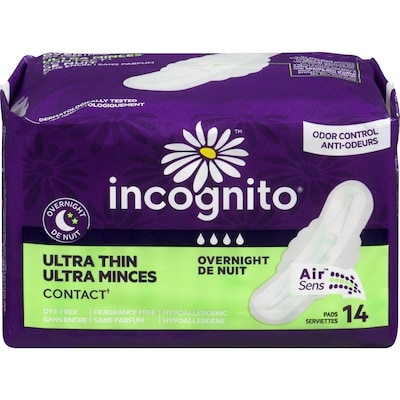 Incognito Serviettes hygiénique Incognito, ultra minces de nuit 14 ea, 0,39 $/1ch