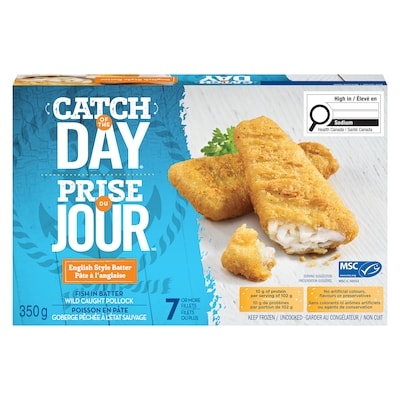 High Liner Pollock English Style Battered Fillets 350 g, $1.80/100g