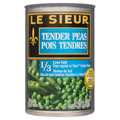 Géant Vert Pois tendres Le Sieur, moins de sel 398 ml, 0,33 $/100ml