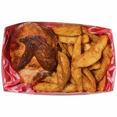 null Quarter Rotisserie Chicken & Potato Wedges (After 11am) 361 g, $2.49/100g
