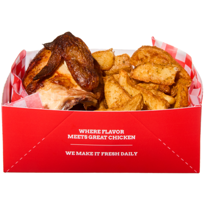 null Quarter Rotisserie Chicken & Potato Wedges (After 11am) 361 g, $2.49/100g